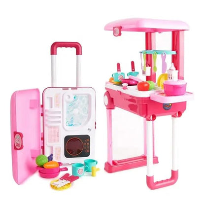 Gilli Premium Cooking  Little Chef Set for Young Chefs: Complete Kitchen Portable Trolley with Light & Sound – Imaginative Pretend Play Adventure for Girls with Battery-Operated Fun