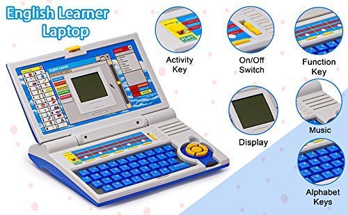 Educational Laptop for Kids Toys with Mouse Games 20 Fun Computer Activity Learning Toy for 2 3 4 5 Years Boys Girls Learn Letters Words Mathematics Music Logic Memory Tool -Blue