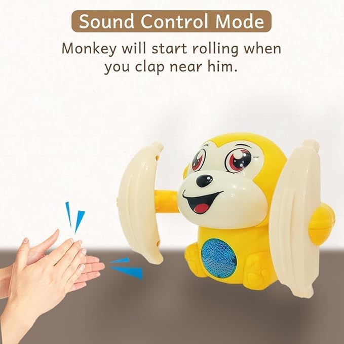 Battery Operated Voice Control Monkey Toy with Musical, Dancing, Spinning,Rolling and Sensor Feature for Gifts/Kids/Babies/Boys/Girls (colour as per stock)