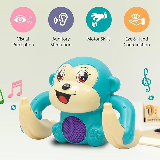 Battery Operated Voice Control Monkey Toy with Musical, Dancing, Spinning,Rolling and Sensor Feature for Gifts/Kids/Babies/Boys/Girls (colour as per stock)