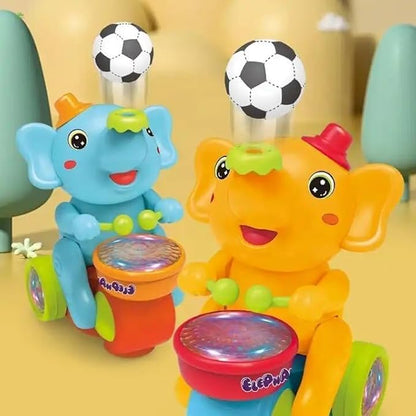 Gilli Musical Walking Elephant Drummer Toy with Flashing Light & Amazing Sound Toy for Kids Boys and Girls Beating Drum Blowing Ball Toy (Colour as per stock)