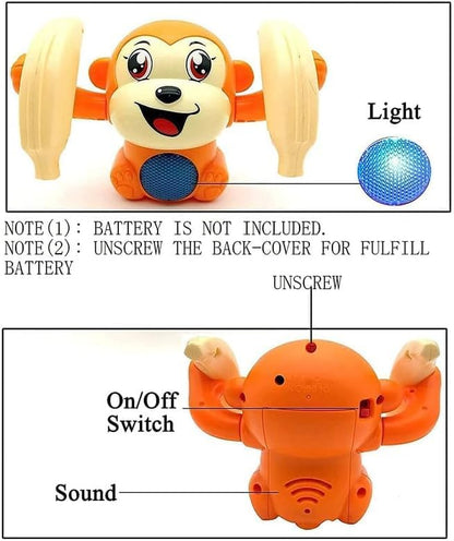 Battery Operated Voice Control Monkey Toy with Musical, Dancing, Spinning,Rolling and Sensor Feature for Gifts/Kids/Babies/Boys/Girls (colour as per stock)