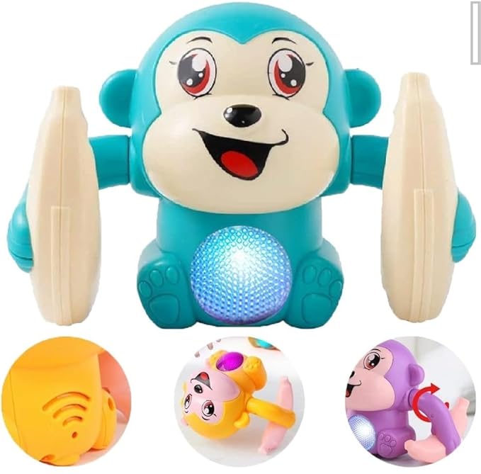 Battery Operated Voice Control Monkey Toy with Musical, Dancing, Spinning,Rolling and Sensor Feature for Gifts/Kids/Babies/Boys/Girls (colour as per stock)