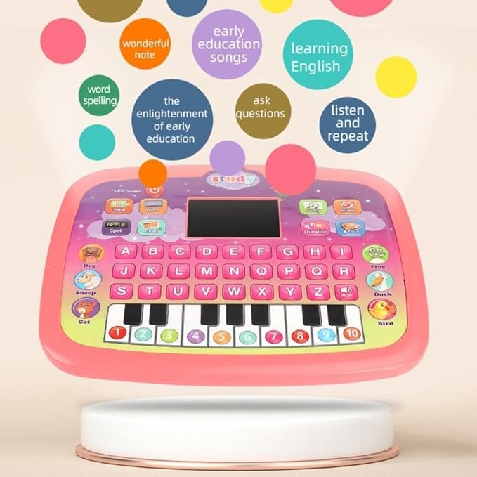 Gilli Educational Learning Kids Laptop Tablet Computer Plus Piano with led Screen Music Fun Toy Activities for Kids Toddlers (Age 1- 6 Year Old) to Learn Alphabet ABC/Numbers/Words (Colour as per stock)