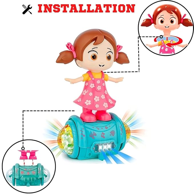 Gilli Musical Dancing Girl Doll Activity Play Center Toy 360 Degree Rotating with Flashing 5d Lights and Bump n Go Action Toys for Kids