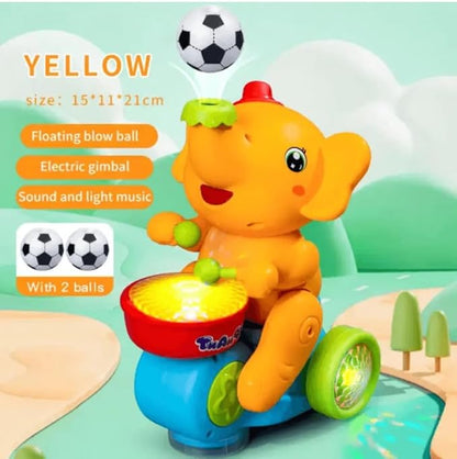 Gilli Musical Walking Elephant Drummer Toy with Flashing Light & Amazing Sound Toy for Kids Boys and Girls Beating Drum Blowing Ball Toy (Colour as per stock)