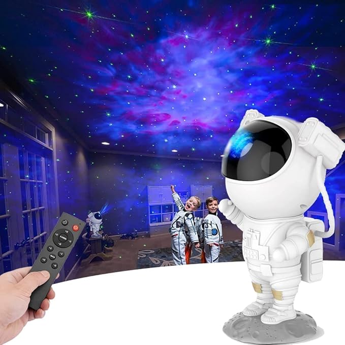 Astronaut Galaxy Projector with Remote Control - 360° Adjustable Timer Kids Astronaut Nebula Night Light, for Gifts, Baby Adults Bedroom, Gaming Room, Home and Party (Corded Electric)