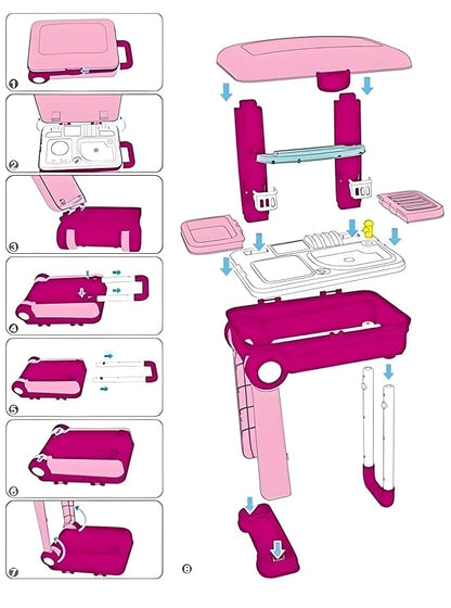 Gilli Premium Cooking  Little Chef Set for Young Chefs: Complete Kitchen Portable Trolley with Light & Sound – Imaginative Pretend Play Adventure for Girls with Battery-Operated Fun