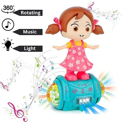 Gilli Musical Dancing Girl Doll Activity Play Center Toy 360 Degree Rotating with Flashing 5d Lights and Bump n Go Action Toys for Kids