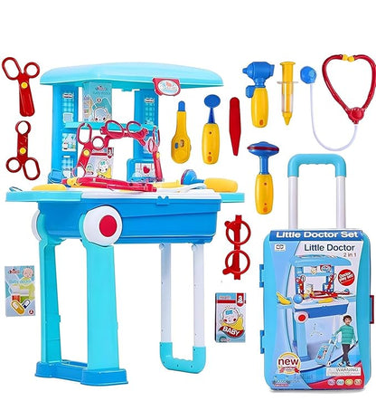 Premium Doctor Set 2 in 1 Trolley for Kids | Doctor Kids Luggage Real Action Play Set | Doctor Kit for Boys & Girls