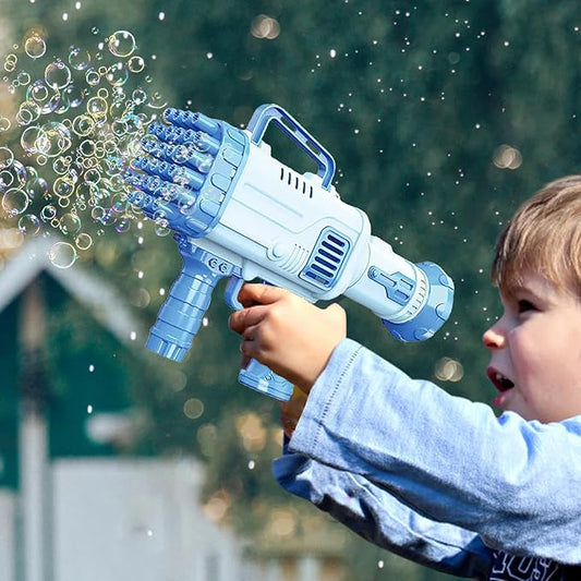 32 Hole Electric Gatling Bubble machine Gun for Kids with Soap Solution and Solution Tray, Indoor and Outdoor Toys Bubble Launcher Machine for Girls and Boys (Colour as per Stock)