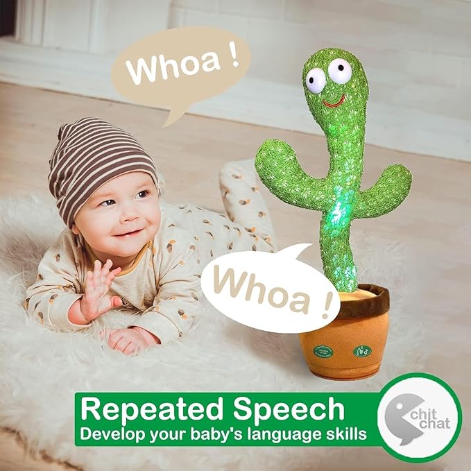 Rechargeable Toys Talking Cactus Baby Toys for Kids Dancing Cactus Toys Can Sing Wriggle & Singing Recording Repeat What You Say Funny Education Toys for Children Playing Home Decor for Kids